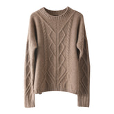 Women's Round Neck Diamond Loose Thickened Knitted Sweater